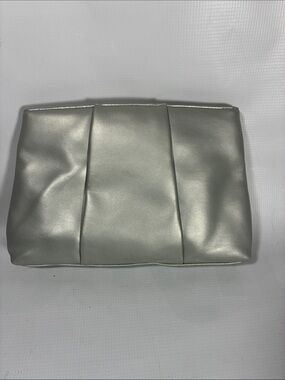Vintage Metallic Silver Padded Clutch with Strap